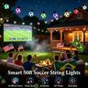 Soccer 50 FT Smart Outdoor String Lights Waterproof, 15 RGBW LED Bulbs 16 Million Colors with App & Remote Control for World Cup Decorations 2026