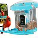 Smart Bird Feeder with Camera, Solar Powered 3 L Capacity, 2K HD AI Identify Bird Species, Weatherproof Auto Video Recording, Real-Time Alerts, Ideal Gift for Tech Lovers and Parents (Blue)