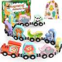 Zeoddler Toys for Toddlers, 11 Magnetic Wooden Animals Train Set, Montessori Toys for Toddlers, Preschool Learning Activities for Kids, Birthday Gifts for Boys, Girls