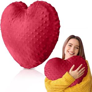 Briwooody Weighted Sensory Pillow Glass Bead Calming Hug Pillow Gifts for Women Wife Anxiety & Stress Relief Heart Shaped 12x12 Cooling Cushion for Adults Relaxation Gift(Red)