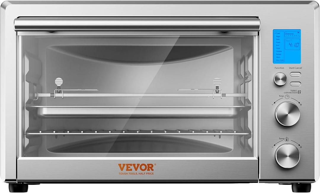 VEVOR Air Fryer Toaster Oven, 28L/29.6Qt Large Capacity 13 in 1 Functional Convection Oven, 1800W 2-Tier Toaster Ovens Countertop Combo with Wire Racks, Pizza Pan, Gloves, Home and Commercial Use