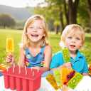 Miaowoof Homemade Popsicle Molds, 10-Cav Non-BPA Silicone Ice Pop Maker, with 50 Sticks, 50 Bags, 10 Reusable Sticks, Funnel, Brush and Ice Pop Recipe (Red)
