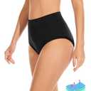 OVRUNS Period Swimwear Leakproof Bikini Brief Bottoms Waterproof Menstrual Swim Bottoms for Teens, Girls, Women Black M