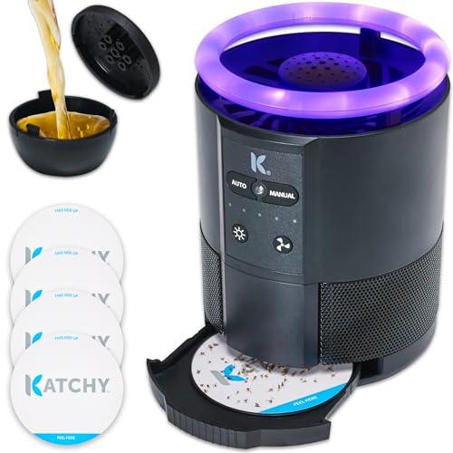 Katchy Duo – Indoor Flying Insect Trap with Scent Pod – Day & Night Effective – Mosquito, Fruit Fly, Gnat & Small Moth Catcher – Non-Zapper Trap with Blue UV Light & Fan Suction (Black)