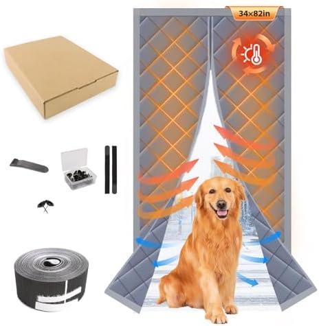 ZEIWEO Thermal Insulated Door Curtain Fits Door Size 32" X 80" Magnetic Insulated Door Covers for Winter Blanket Insulation Cover Thicken Cotton to Keep House Warm as Temporary Door to Soundproof