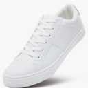 ZGR Men's Synthetic Leather White Sneakers,Low Top White Tennis Shoes,Lace up Casual Shoes 9.5