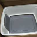Amazon Basics Large Cat Litter Box with High Sides, Open Top for Easy Access, Includes Scoop with Storage, 19" x 15" x 11.75", Grey/Beige