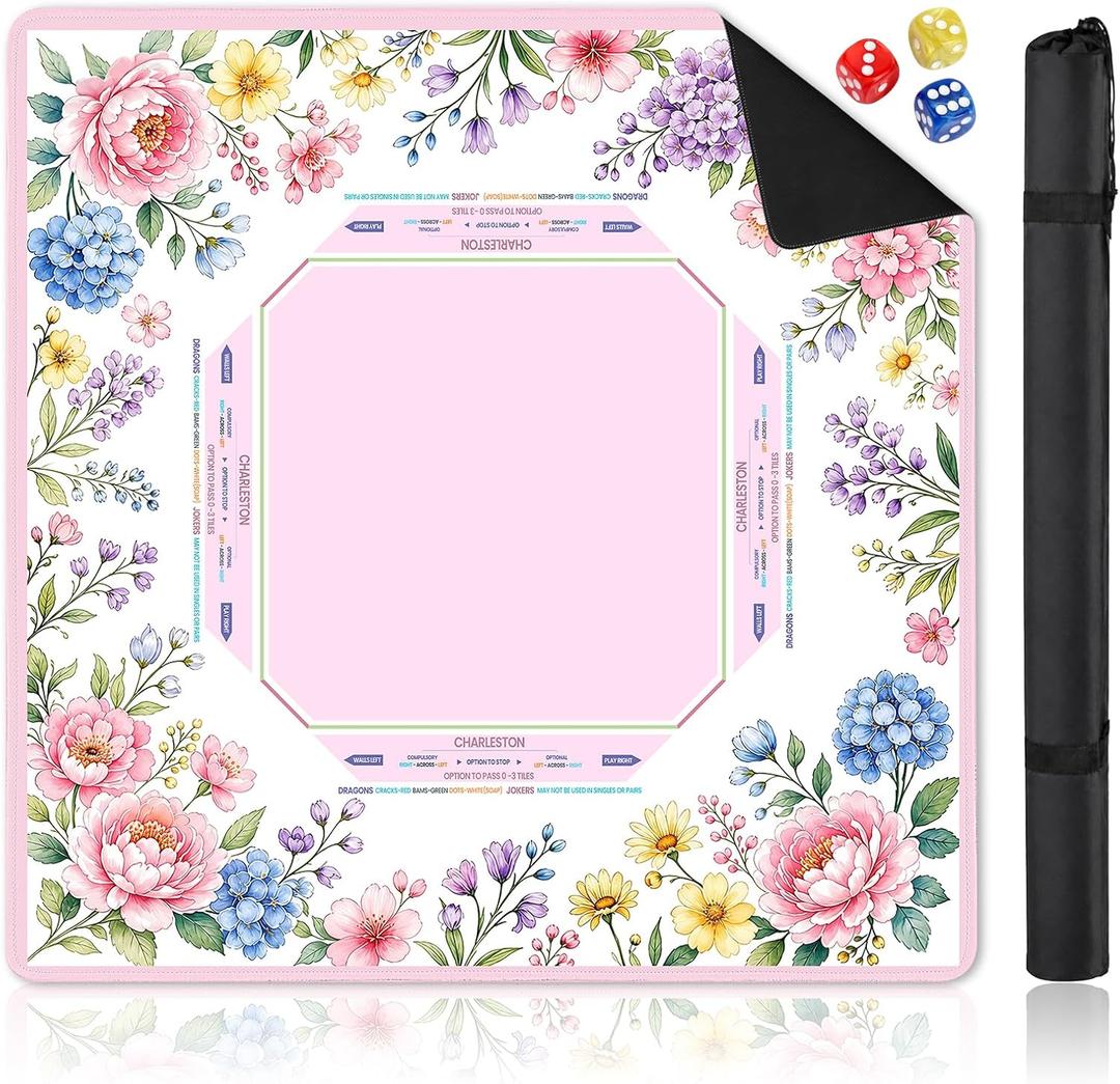 Pink Mahjong Mat, 31.5" American Mahjong Mat with Rules, Shipped Rolled