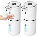 2 Pack Automatic Foaming Soap Dispenser Touchless, USB Rechargeable Smart Hand Soap Dispenser, 6-Level Adjustable, 12.8oz/380mL Wall Mount for Bathroom Kitchen Dish Soap