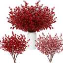 Zeyune 12 Pack Artificial Red Berry Stems 16.1 Inch Christmas Holly Berry Branches with 6 Snow Frosted and 6 Glossy Berries for Xmas Tree Garland Wreath Wedding DIY Crafts Gift Home Decor (Red)