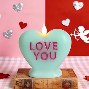 Sariiraw Valentine Heart Shaped Flameless Candle with Remote & Timer - Romantic LED Mood Light, Battery Operated for Valentine's Day, Anniversary & Home Decor (Green)
