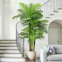 6FT Artificial Palm Tree - Tropical Faux Golden Cane Palm Tree UV Resistant Tall Fake Plant Indoor with Black Pot for Home Office Living Room Indoor Outdoor Decor Housewarming Gift
