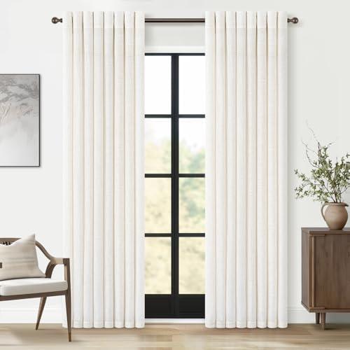 Linen Sheer Curtains Long for Living Room 2 Panel Set Cream Ivory Light Filtering Pleat Drapes with Grommet Natural Boho Curtain Drapes for Bedroom Window 100x228 Linen Sheer Curtains Long for Living Room 2 Panel Set Cream Ivory Light Filtering Pleat Drapes with Grommet Natural Boho Curtain Drapes for Bedroom Window 100x228