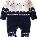 CIYCUIT Baby Boy Girl Christmas Outfit Newborn My First Christmas Onesie Sweater Clothes (6-12 Months, B2 Christmas Blue)