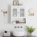 Spirich Bathroom Cabinet Wall Mounted, Medicine Cabinet Organizer with Glass Doors and Adjustable Shelves, Bathroom Wall Cabinet Over Toilet, White, 21.5 inches x 7.48 inches x 24 inches