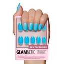 Glamnetic Press On Nails - Azure Blue | Opaque Bright Blue Short Round Fake Nails, Salon Quality | 12 Sizes - 30 Nail Kit