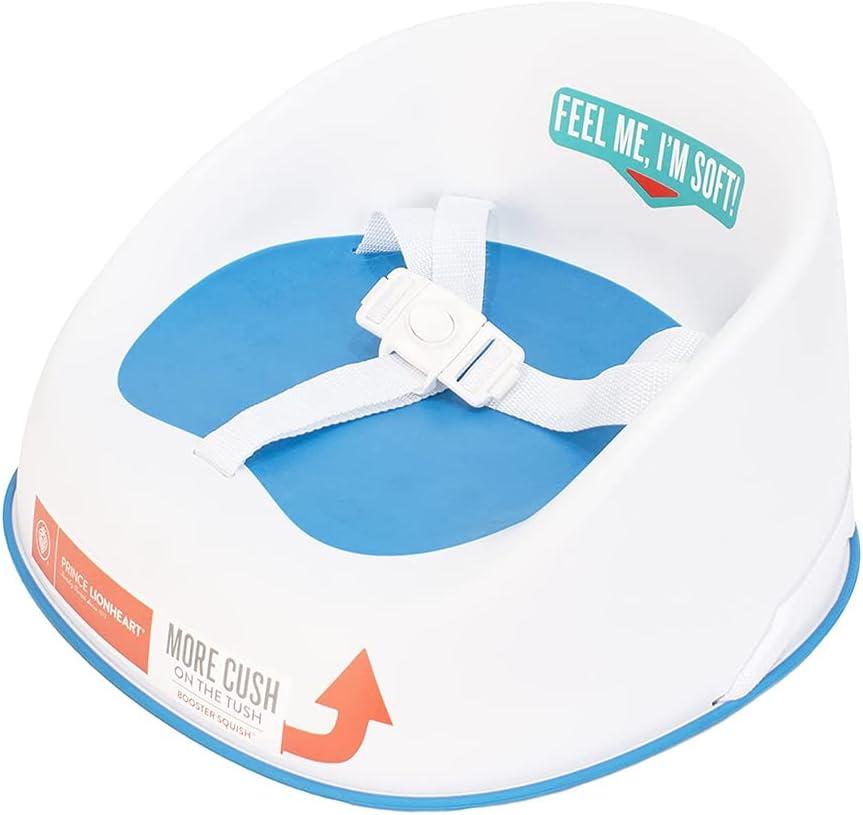 Prince Lionheart Baby Booster Squish Seat for Dining Table, Soft Seat with 3-Point Harness and Dual-Strap System for Toddler (Blue)