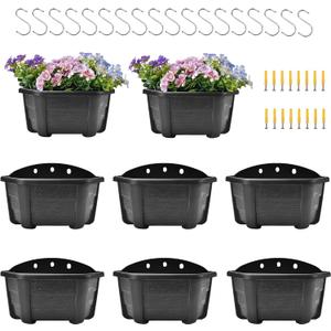 ORIMERC 9.8 Inches Self Watering Wall Planters for Indoor Plants, Railing Planters Balcony Planters Wall Hanging Planters, Lightweight, Dark Coffee (Pack of 8)