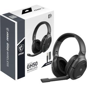 MSI Immerse GH50 Wireless Gaming Headset  22 Hr Battery Life, 50mm Neodymium Drivers, Detachable Omnidirectional Mic, Lightweight Comfort, Cross Platform Connectivity