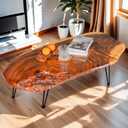 Live Edge Walnut Coffee Table Unique Rustic Design - Irregular Natural Wooden Edges, Solid Wood