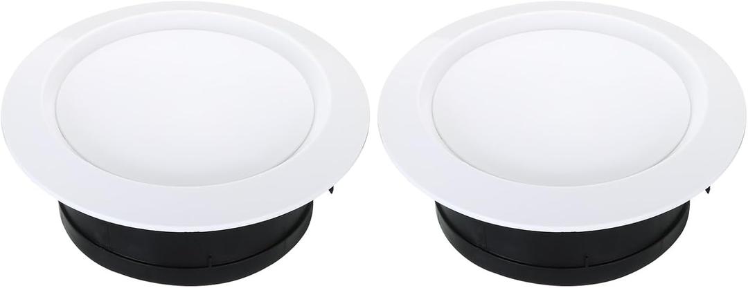 PATIKIL 8 Inch Round Air Vent, 2 Pack Adjustable Ceiling Diffuser Grill Cover ABS Louver Soffit Vent for Bathroom Kitchen Living Room, White