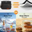 HOTOR Insulated Lunch Box for Men & Women - Leak-Proof Cooler Lunch Bag with 4 Pockets, Adjustable Strap, Ideal for Work, Picnic, Travel - Medium, Black, 10.2"6.9"8.5"