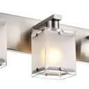 Modern 3-Lights Brushed Nickel Vanity Lights, Bathroom Light Fixture Over Mirror Wall Lighting Sconces with Frosted Glass Shades, E26 Bulb Base