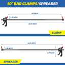 50" Bar Clamps for Woodworking 2-Pack, One-Handed Clamp/Spreader, Light-Duty Quick-Change F Clamp with 130 LBS Load Limit, Ideal for Woodworking/Carpentry/Home Improvement/DIY