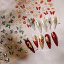 2 x Butterfly Nail Art Stickers 5D Embossed Red Butterfly Nail Stickers Self-Adhesive Yellow Gold Butterflies Nail Decals Spring Summer Nail Art for Women Girls Daily Manicure DIY Nail Supplies