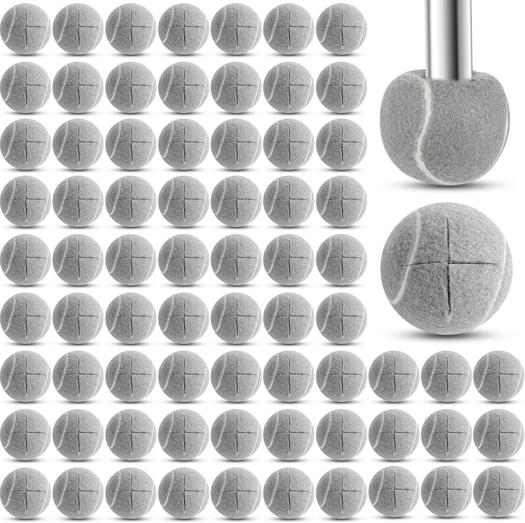 Queekay 150 Pieces Precut Tennis Balls Bulk for Chairs Classroom Tennis Walk Ball Legs Floor Protector Chairs Foot Covers for Non Slip Rubber Glide Coverings (Grey)
