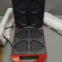 Holstein Housewares 4-Section Heart Shaped Waffle Maker, Non-Stick Waffle Iron, Mini Waffle Maker for Kids, Non-Toxic Coating, Easy to Clean, Makes 4 Heart-Shaped Waffles in Minutes, Red