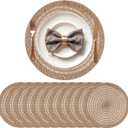 12 Set 15 Inch Round Burlap Placemat Boho Jute Woven Charger Bulk Rustic Vintage Natural Brown Heat Resistant Dining Table Mat for Wedding Farmhouse Home Kitchen Easter Summer Party Decoration (Fresh)