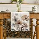 Artoid Mode Brown Poppy Floral Leaves Spring Table Runner, Seasonal Summer Kitchen Dining Table Decoration for Home Party Decor 13x108 Inch