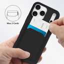 MZELQ Compatible with iPhone 17 Pro Case 2025 TPU Card Holder Wallet,Camera Protection + Screen Protector Soft Card Slot Phone Cover for Girls Women -Black