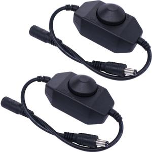 weideer 2Pcs DC12V-24V LED Strip Lights Dimmer Switch PWM Rotary Dimmer Controller Inline Dimmer Switch for LED String Lights Christmas Lights Black K-018-BK
