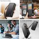 Defencase Compatible with Galaxy A15 5G Case Wallet with RFID Blocking Card Holder for Women Men, PU Leather Magnetic Snap Flip Zipper Strap Wallet Phone Case Fit for Samsung Galaxy A15 5G, Black