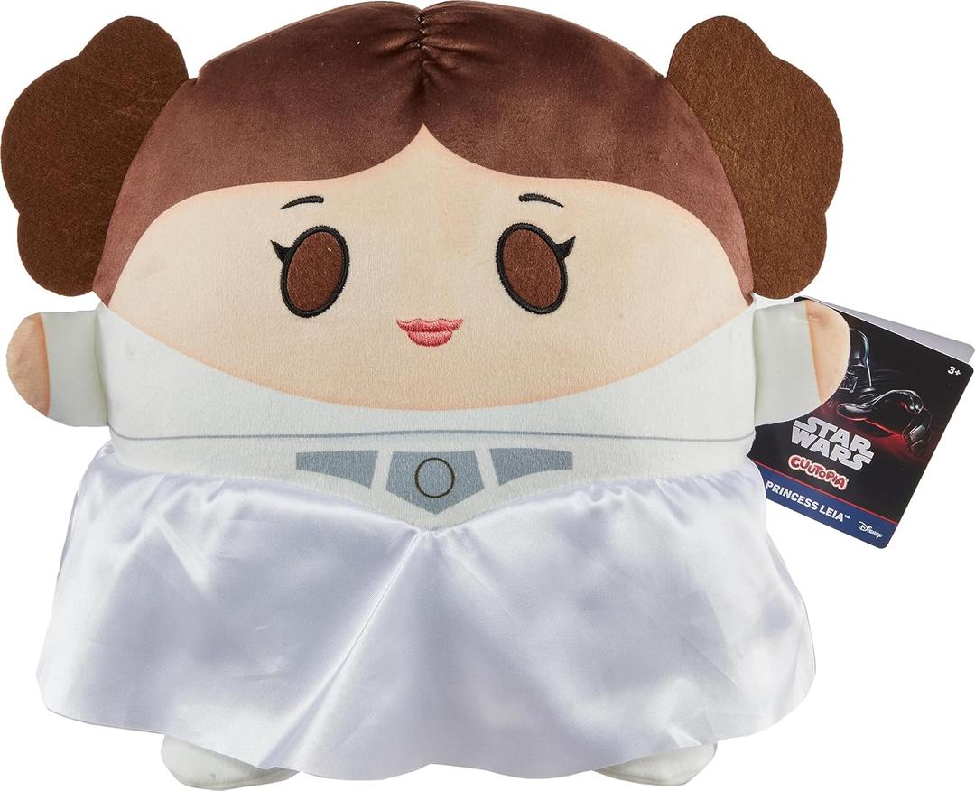 Mattel Star Wars Cuutopia Plush Figure, 10-inch Princess Leia Soft Rounded Pillow Doll, Collectible Toy Inspired by the Fan-Favorite Character