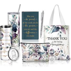 6 Pcs Employee Appreciation Gifts for Women, Thank You Gift Set for Coworker, Staff, Teacher, Nurse, Team Recognition Gifts for Work Anniversary, Farewell, Promotion(Retro Style)