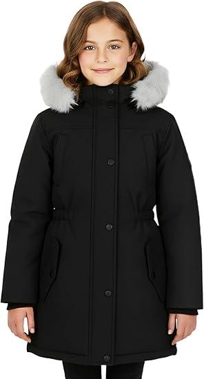 solomate Girls Winter Coats with Hood - Girls' Outerwear Winter Puffer Heavyweight Fleece Lined Jackets & Coats for Kids, Size 11-12Y