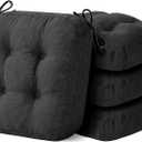 IASEAHK Chair Cushions, Foam Dining Chair Cushions, Tufted Indoor Chair Pads,16.5” x 16.5” x 3.5”, Set of 4, Black