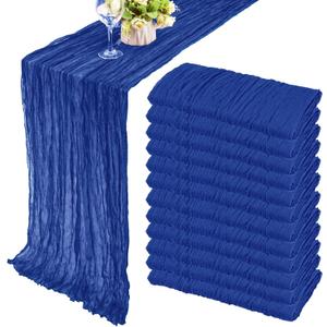 12 Pack 10Ft Cheesecloth Table Runner 35x120 Inch Boho Gauze Table Runner Rustic Cheese Cloth Long Romantic Table Runners for Wedding Bridal Shower Birthday Party Table Decor (Royal Blue)