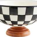 Mud Pie Checkered Pedestal Bowl; 7 1/4" x 11" dia