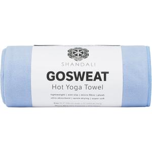 Shandali GoSweat Non-Slip Hot Yoga Towel with Super-Absorbent Soft Suede Microfiber in Many Colors, for Bikram Pilates and Yoga Mats. (72.00" x 26.50", Placid Blue)