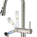 FEELSO Kitchen Faucets with Filtered, Stainless Steel Filter Kitchen Faucet with Pull Down Sprayer Reduces Lead, Chlorine, Bad Taste & Odor,High Arc Kitchen Sink Faucet 1 or 3 Hole for Farmhouse