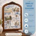 20 x 30 Inch Vintage Arched Pin Board French Toile Landscape Bulletin Board Blue Floral Cork Boards Decorative Fabric Picture Photo Memo Pinboard for Walls Picture Photo Display Living Room, 31.9" x 20.9"