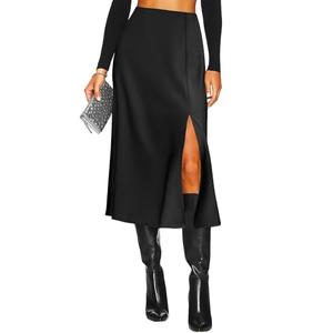 Women's Side Slit A Line Satin Midi Skirt Elastic High Waisted Cheetah Leopard Print Silk Long Skirts for Women XL