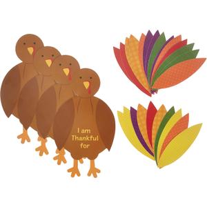 amscan Paper Turkey Craft Kit - Thanksgiving Party, 1 Set,for 48 months to 144 months, Assorted Sizes, Multi Color