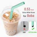 NiHome 6-Pack Extra Wide Reusable Bent Silicone Straws for Boba, Smoothies, Bubble Tea, Bent Straws Eco-Friendly & Colorful for Thick Drinks, Child-Safe, Customizable Length, 2 Brushes Easy Cleaning