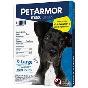 PetArmor Max Flea, Tick and Mosquito Prevention for X-Large Dogs (Over 55 Pounds), Topical Dog Flea Treatment Repels and Kills, 6 Month Supply