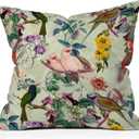 Society6 Throw Pillows with Pillow Insert - Home Decor by Burcu Korkmazyurek - Decorative Accent Pillows for Couch or Bed, 20 x 20, Floral and Birds VIII